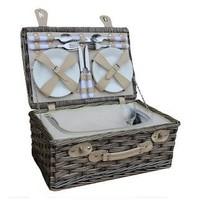 4 Person White Chilled Wicker Fitted Picnic Basket