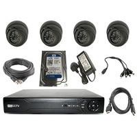 4 Channel Professional Hybrid DVR (AHD / 960H) With 4x HD Grey External 30m IR Dome Camera, 1TB SATA Hard Drive, Installation Kit & 1.5 HDMI Cable