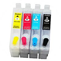 4-Color(BK, Red, Yellow, Blue) For Epson Compatible Printer Cartridges, S22 Refillable Ink Cartridge Into With Chips