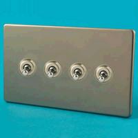 4-Gang 10A Toggle Switch - Satin Chrome