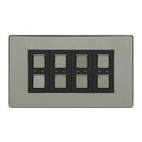 4 Gang Dimmer 210W Black/Chrome