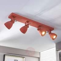 4-bulb LED ceiling lamp Kadiga in red