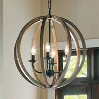 4-light pendant light Allier, made of wood 52.1 cm