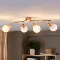 4-bulb LED ceiling lamp Svenka with wood effect