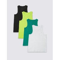 4 Pack Cotton Rich Vest Tops (3-14 Years)