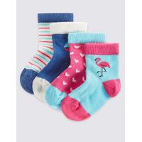 4 Pack of Cotton Rich Socks with StaySoft (0-24 Months)