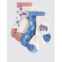 4 Pack of Cotton Rich Socks with StaySoft (0-24 Months)