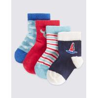 4 Pack of Cotton Rich Socks with StaySoft (0-24 Months)