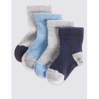 4 Pack of Cotton Rich Socks with StaySoft (0-24 Months)