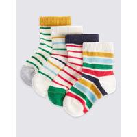 4 Pairs of Cotton Rich Striped Socks (0-24 Months)
