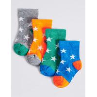 4 Pairs of Star Print Socks (0-24 Months)