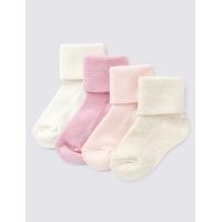 4 Pairs of Cotton Rich Assorted Baby Socks (0-24 Months)