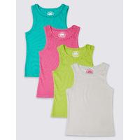 4 Pack Cotton Ribbed Vests with Stretch (3-14 Years)