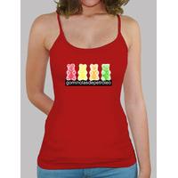 4 bears girl t shirt red suspenders