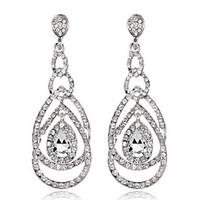 4 Color Available Drops Shape Cubic Zrconia Crystal Drop Earrings Jewelry for Lady(2.26.3cm)