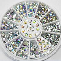 4 Size 280pcs Nail Art Tips Crystal Glitter Rhinestone Decoration Wheel