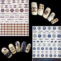 4 Sheets Watermark Transfers 3D Nail Stickers Decals Foil Nail Art Decorations Tools Accessories