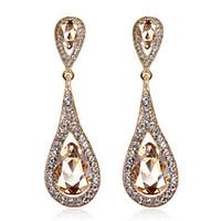 4 Color Available Drops Shape Cubic Zrconia Crystal Drop Earrings Jewelry for Lady(1.96.2cm)