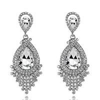4 Color Available Drops Shape Cubic Zrconia Crystal Drop Earrings Jewelry for Lady(2.66.5cm)