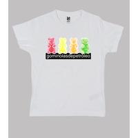 4 bears. child white shirt