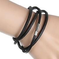 4 Ring Buckle Leather Wrapped Leather Bracelet (Multicolor) Christmas Gifts