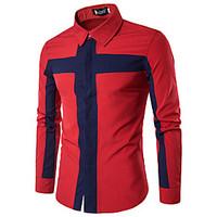 4 colors M-3XL Hot Sale Men\'s Formal Business Dress Shirt Casual/Daily Simple Summer ShirtSolid Peter Pan Collar Long Sleeve Cotton