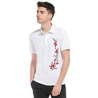 4 Colors Plus Size S-3XL Men\'s Going out Casual/Daily Simple Spring Summer PoloFloral Shirt Collar Short Sleeve Cotton Thin