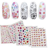 4 patternssheet cute flower nail art water decals transfer sticker bor ...