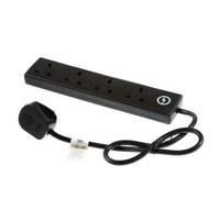 4 Socket Black 2m Surge Protector Clam