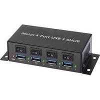4 ports USB 3.0 hub Steel casing, individually connectable, wall mount option Renkfo