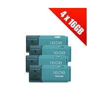 4 x Toshiba Transmemory U202 16 GB USB 2.0 Flash Drive - Aqua (4 x THN-U202L0080E4)