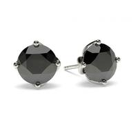 4 Prong Setting Stud Black Diamond Earring