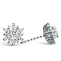 4 Prong Setting Round Diamond Cluster Earrings