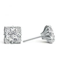 4 Prong Setting Halo Stud Earring