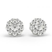 4 Prong Setting Round Diamond Cluster Earrings