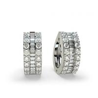 4 Prong Setting Round & Baguette Diamond Hoop Earring