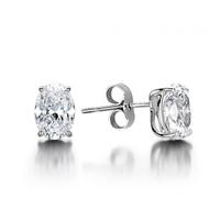 4 prong setting oval diamond stud earring