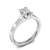 4 Prong Setting Emerald Diamond Plain Engagement Ring