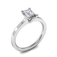 4 Prong Setting Emerald Diamond Plain Engagement Ring