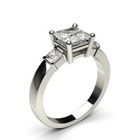 4 Prong Setting Studded Three stone Ring