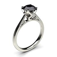 4 prong setting thin engagement black diamond ring