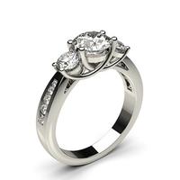 4 Prong Setting Studded Three stone Ring