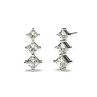 4 prong setting princess diamond journey earrings