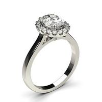 4 Prong Setting Plain Halo Engagement Ring