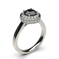 4 prong setting plain halo black diamond ring