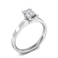 4 Prong Setting Emerald Diamond Plain Engagement Ring