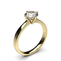 4 Prong Setting Round Diamond Plain Engagement Ring in 18K Yellow Gold