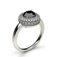 4 prong setting plain halo black diamond ring