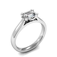 4 Prong Setting Emerald Diamond Plain Engagement Ring