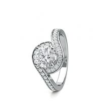 4 Prong Setting Side Stone Halo Engagement Ring